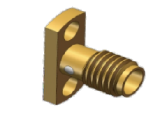 Gold Plated Copper Alloy SSMA Jack 2 Holes Flange Mount up to 18GHz Using for Microwave Communication Systems