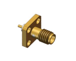Gold Plated Center Contact SSMA Flange Mount RF Coax Connector with Insulation Convex Surface up to 18GHz for Wireless Communication Systems