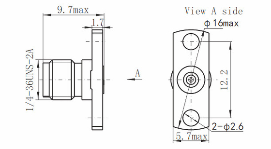 2 Holes 40GHz Flange Female RF Connector Stainless Steel Material Nickel Plated