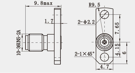 Millimeter Wave MSSM Series Female Stainless Steel RF Connector With Microstrip