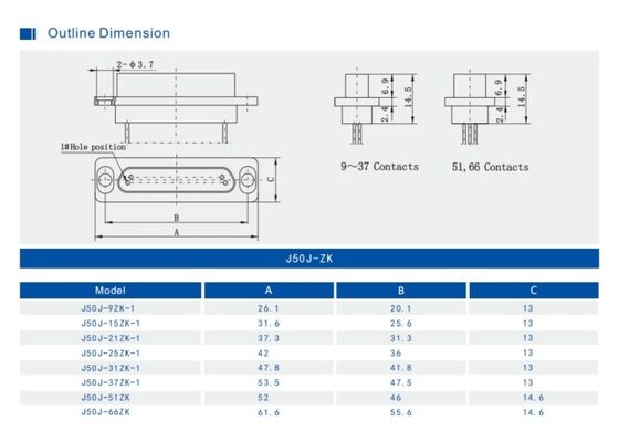 Micro Rectangle MDM D Sub 9 Pins Connector Hermetic Sockets