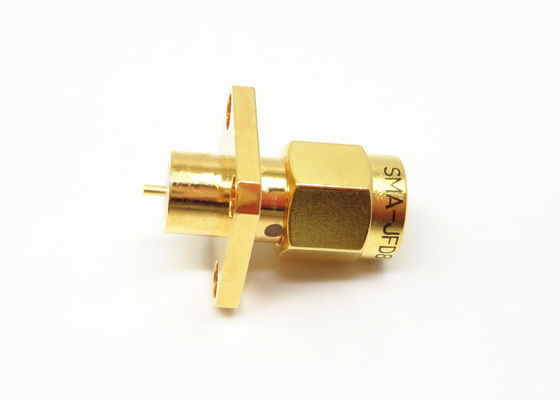 Female 18GHz Brass 4 Holes Flange Mount SMA Straight RF Connector