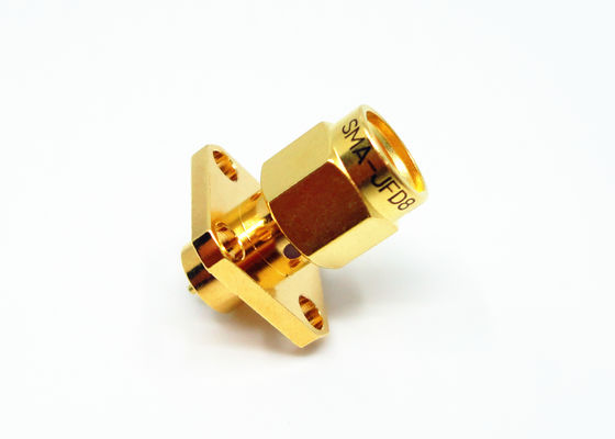 Female 18GHz Brass 4 Holes Flange Mount SMA Straight RF Connector