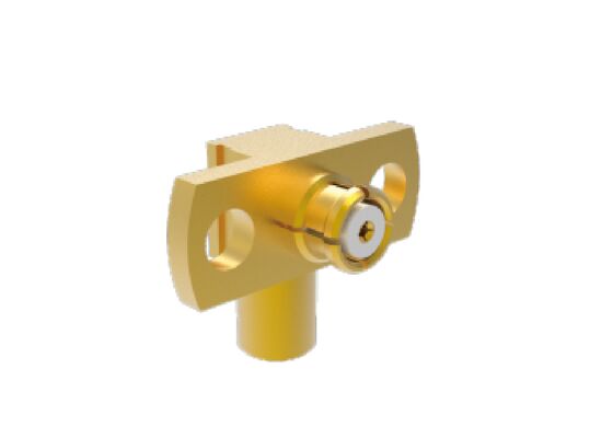 50Ω 18GHz SMP মহিলা SMP জ্যাক সমকোণ 2 হোল ফ্ল্যাঞ্জ অ্যারোস্পেস আরএফ সংযোগকারী .086 কেবলের জন্য মিলন